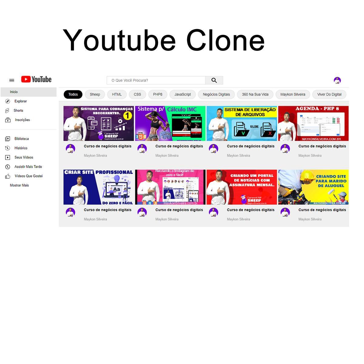 Layout clone do youtube em HTML 5, CSS3 e Javascript